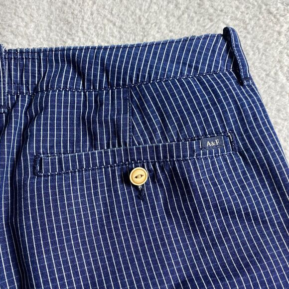 Abercrombie Fitch‎ Shorts Men’s 31  Navy Pinstripe Button Fly Preppy - Picture 7 of 10